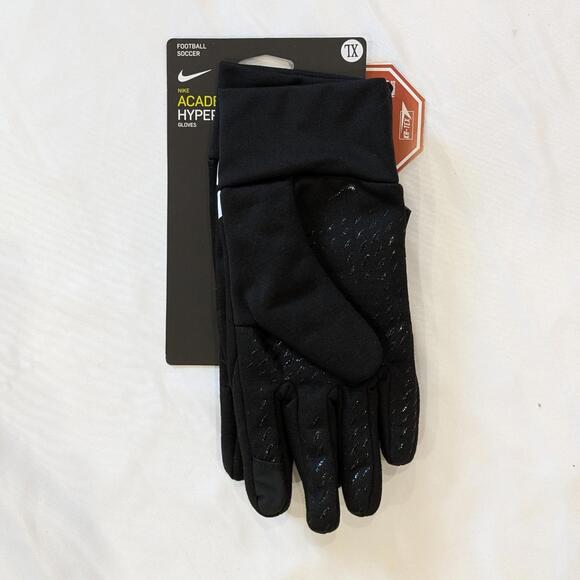 Nike Academy HyperWarm Gloves XL Black/White Windstopper NWT Soccer Football XL - Picture 2 of 6